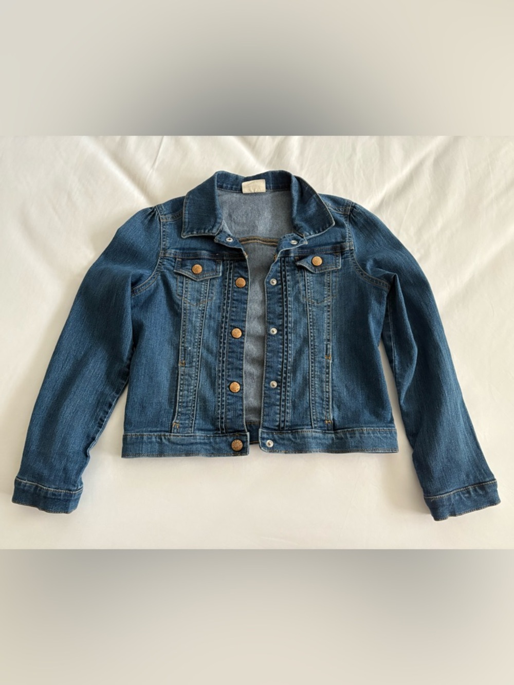 Crazy 8 Denim Jacket in Medium Blue with Green Logo Accent